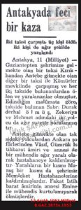 Antakya’da Feci Bir Kaza-12 Aralık 1953-Milliyet/A Terrible Accident in Antakya — 12 December 1953