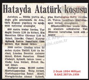 Hatay’da Atatürk Koşusu Yapıldı-2 Ocak 1954-Milliyet/The Atatürk Race Was Held in Hatay — 2 January 1954