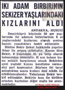 Antakya’da Çocuk İstismarı-19 Nisan 1959-Milliyet/Child Abuse in Antakya – 19 April 1959