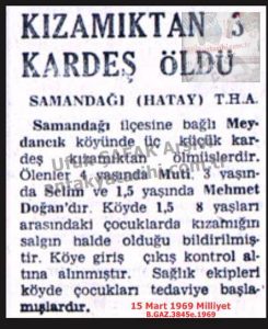 Kızamıktan 3 Kardeş Öldü-15 Mart 1969-Milliyet/Three Siblings Died of Measles – 15 March 1969