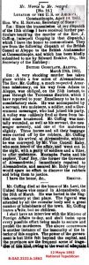 Amerikalı Misyoner J. Copping’in İskenderun-Halep Arasındaki Yolda Öldürülmesi National Tepublican Gazetesi 12 Mayıs 1862