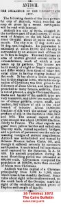 Antakya Talihsiz Çöküşün Şehri The Cairo Bulletin, 16 Temmuz 1872/The Decadence Of The Unfortinate City, The Cairo Bulletin 16 July 1872