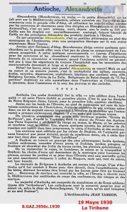 La Tribune-Jean Tambon’un Antioche/Alexandrette Adlı Makalesi 19 Mayıs 1930