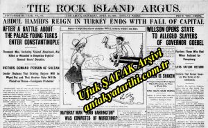 1909 Ermeni Olaylarını Anlatan 24 Nisan 1909 Tarihli The Rock İsland Argus Gazetesi