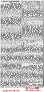 F. F. Hintzen’in İskenderun-Belen-Kırıkhan Ziyareti/F. F. Hintzen’s Visit to İskenderun-Belen-Kırıkhan, The Deseret News 21 Mayıs 1898/21.05.1898