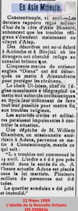 Küçük Asya Ermeni Olayları/ Armenian Events in Asia Minor, L’abeille de la Nouvelle-Orleans 22 Nis 1909, 22.04.1909