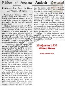 Kaşifler Suriye’nin Bir Zamanlar Neşeli Başkentiyle Meşgul/Explorers Are Busy in Once Gay Capital of Syria, Milford News, 25 Ağustos 1932