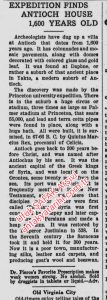 Daphne-Yakto’da Bulunan Stadyum, The Ashton Gazette 12 Nisan1934/Stadium Excavation in Defne-Yakto 12 April 1934