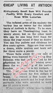 Antakya’da Ucuz Yaşam St. Anne Record Gazetesi 24 Temmuz 1914/Cheap Living At Antioch ST. Anne Record 24 July 1914