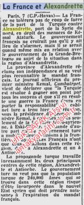 Fransa ve Alexandrette/France and Alexandrette, Le Devoir, 7 Ocak 1937/07.01.1937