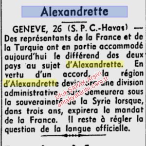 Alexandrette, Le Devoir, 26 Ocak 1937/26.01.1937