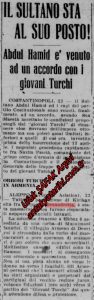 ERMENİSTAN’DA TÜRK DEHŞETLERİ Başlıklı Yazı La İtalia Gazetesi 23 Nisan 1909/Article titled TURKISH HORRORS IN ARMENIA La İtalia Newspaper 23 April 1909