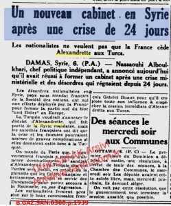 İskenderun Sancağı’nın Türkiye’ye İlhakı La Patrie Gazetesi 5 Nisan 1939