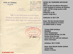 Turizm Otel-Cevat Açıkalın’dan Alınan Ücret