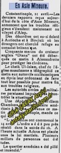 Küçük Asya Ermeni Olayları/ Armenian Events in Asia Minor, L’abeille de la Nouvelle-Orleans 22 Nis 1909, 22.04.1909