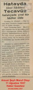 Hatay’da Alevi Türklere Saldırı-Haber-11 Ağustos 1937/Attack on Alevi Turks in Hatay – Haber Newspaper – 11 August 1937