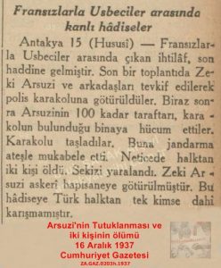 Fransızlar ve Usbeciler Arasında Olaylar-Tan-31 Ağustos 1937/Clashes Between the French and Arab Nationalists in Antakya – Tan Newspaper, 31 August 1937