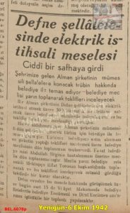 Harbiye Defne’de Elektrik Santrali İşi