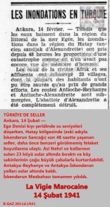 Hatay’da Sel 14 Şubat 1941 La Vigie marocaine