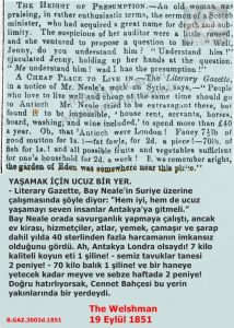 Yaşamak İçin Ucuz Bir Yer-The Welshman 19 Eylül 1851