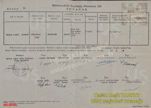 Hasan Reşit TANKUT 1950 Millet Vekili Seçimleri Oy Tutanağı
