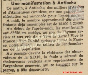 İskenderun Sancağında Türkler ve Araplar Arasında Çatışma-Le Petit Marocai 12 Ocak 1938