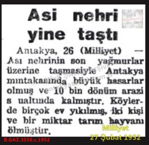 Asi Nehri Taştı-Milliyet 17 Şubat 1952/The Asi River Overflowed – Milliyet, February 17, 1952