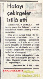 Hatay’ı Çekirgeler İstila Etti-Milliyet 10 Haziran 1953/Locusts Invaded Hatay – Milliyet, June 10, 1953