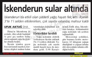 İskenderun Sular Altında-Milliyet-11 Kasım 2006/Flood in Iskenderun – Milliyet – November 11, 2006