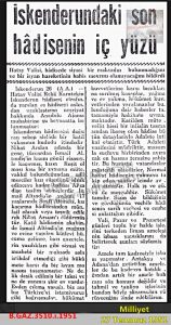 İskenderun’da Kız Kaçırma ve Cinayet-Milliyet 7 Temmuz 1951/Kidnapping and Murder in Iskenderun – Milliyet, July 7, 1951