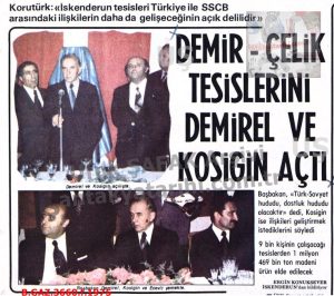 29 Aralık 1975-İskenderun Demir ve Çelik Fabrikası’nın Açılışı/29 December 1975 – Opening of the İskenderun Iron and Steel Plant