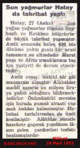 Antakya’da Sel-Milliyet 28 Mart 1953/Flooding in Antakya — Milliyet, 28 March 1953