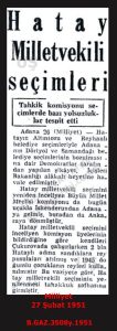 Hatay Seçimleri-Milliyet 27 Şubat 1951/Parliamentary Elections in Hatay Milliyet, 27 February 1951