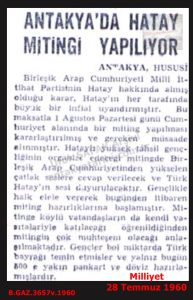 Hatay’da Miting-Milliyet 28 Temmuz 1960/A Demonstration in Hatay – Milliyet, 28 July 1960