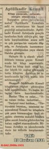 150 lik Abdülkadir Kemali Antakya’da – Vakit 13 Haziran 1931