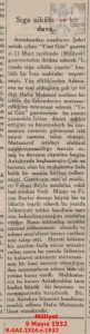 Yeni Gün Gazetesine Açılan Dava-Milliyet 9 Mayıs 1932/“The Trial of the Yeni Gün Newspaper-Milliyet Newspaper, May 9, 1932