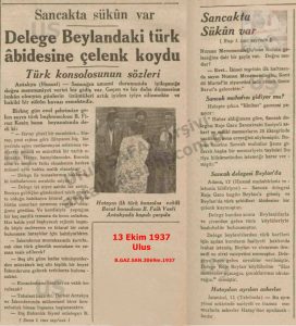 Hatay Konsolos Vekili İle Röportaj-Ulus-13 Ekim 1937/nterview with the Acting Consul of Hatay – Ulus Newspaper – 13 October 1937