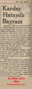 Hatay’da Cumhuriyet Bayramı Kutlamaları-Ulus-30 Ekim 1937/Republic Day Celebrations in Hatay – Ulus Newspaper – 30 October 1937