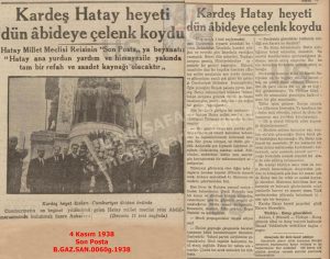 Hatay Millet Meclisi Başkanı’nın Röportajı-Son Posta-4 Kasım 1938/Interview with the President of the Hatay National Assembly – Son Posta Newspaper – 4 November 1938