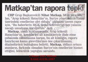 Nihat MATKAP’tan MGK Raporuna Tepki-2 Nisan 1997-Milliyet/Reaction from Nihat MATKAP to the National Security Council Report – 2 April 1997 – Milliye