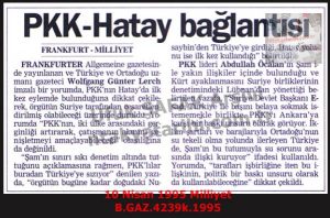 PKK-Hatay Bağlantısı-10 Nisan 1995-Milliyet/PKK–Hatay Connection – 10 April 1995 – Milliyet