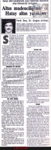 Hatay Altın Yatakları-10 Ocak 1989-Milliyet/Hatay Gold Deposits – 10 January 1989
