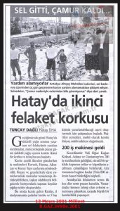 Hatay’da Sel-13 Mayıs 2001-Milliyet/Flood in Hatay – 13 May 2001 – Milliyet