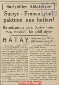 Suriye-Fransa Anlaşması ve Hatay-14 Aralık 1938-Türk Sözü/“The Syria–France Agreement and Hatay” — 14 December 1938 — Türk Sözü