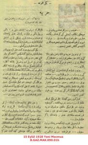 Vedi Münir’in Harbiye Makalesi-15 Eylül 1928 Yeni Mecmua sf: 4-6/Vedi Münir’s Article on Harbiye – 15 September 1928 – Yeni Mecmua, pp. 4–6