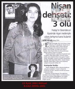 İskenderun’da Nişanlı Dehşeti-15 Eylül 2001-Milliyet/Fiancé Horror in İskenderun – 15 September 2001 – Milliyet