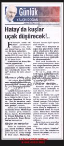 Hatay Havaalanı ve Göç Kuşları-15 Şubat 2001-Milliyet/Hatay Airport and Migratory Birds – 15 February 2001 – Milliyet