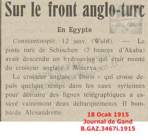 İskenderun’un Bombalanması -18 Ocak 1915-Journal de Gand/The Bombardment of Alexandretta— 18 January 1915 — Journal de Gand