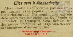 İskenderun’un İşgali-19 Kasım 1918-L’Oeuvre/The Occupation of Alexandretta — 19 November 1918 — L’Œuvre