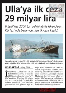 İskenderun’da Zehirli Atık Gemisi-2 Ekim 2004-Milliyet/Toxic Waste Ship in İskenderun — 2 October 2004 — Milliyet